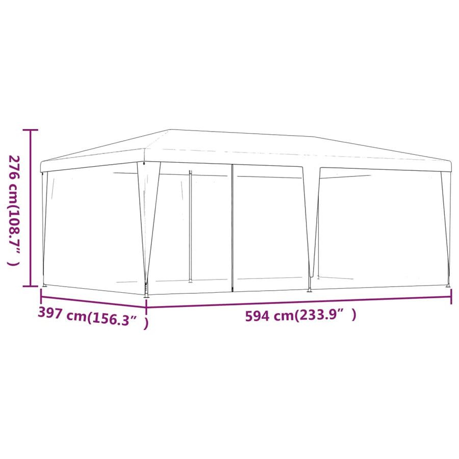 Party Tent with 6 Mesh Sidewalls Red 6x4 m HDPE