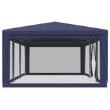 Party Tent with 8 Mesh Sidewalls Blue 9x4 m HDPE - Top-Down View