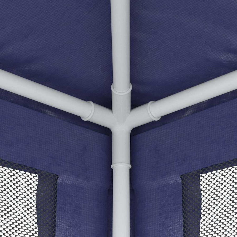 Party Tent with 8 Mesh Sidewalls Blue 9x4 m HDPE