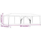 Party Tent with 8 Mesh Sidewalls Blue 9x4 m HDPE