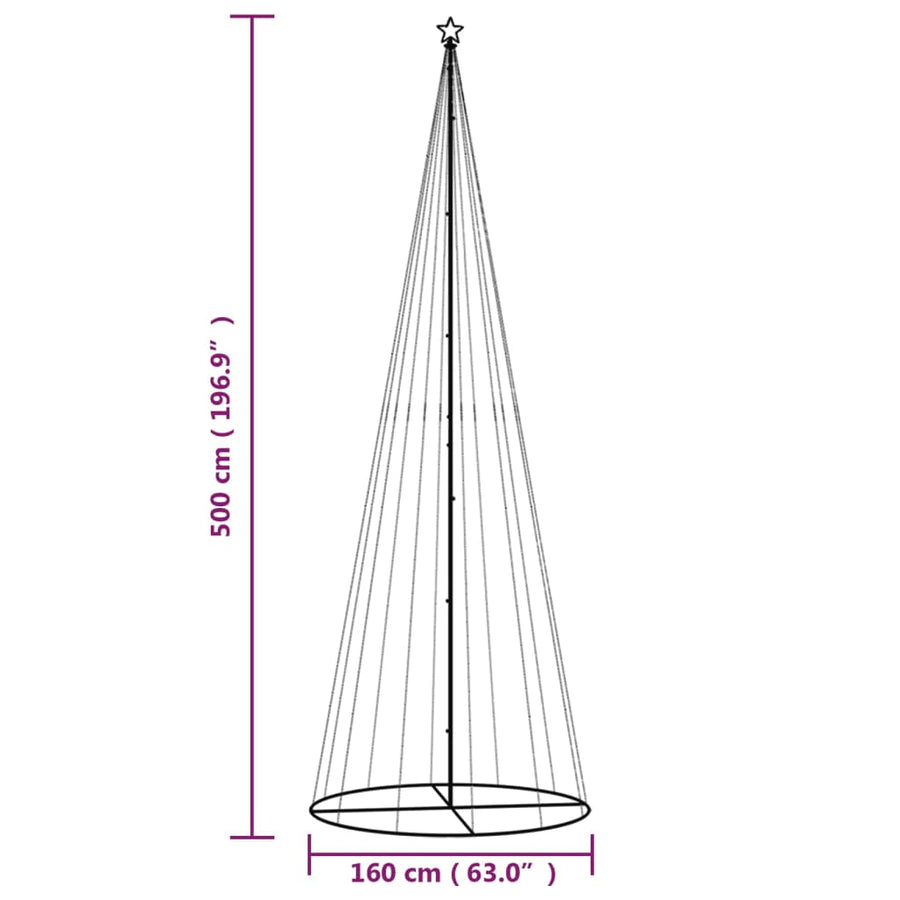 Christmas Cone Tree Cold White 732 LEDs 160x500 cm