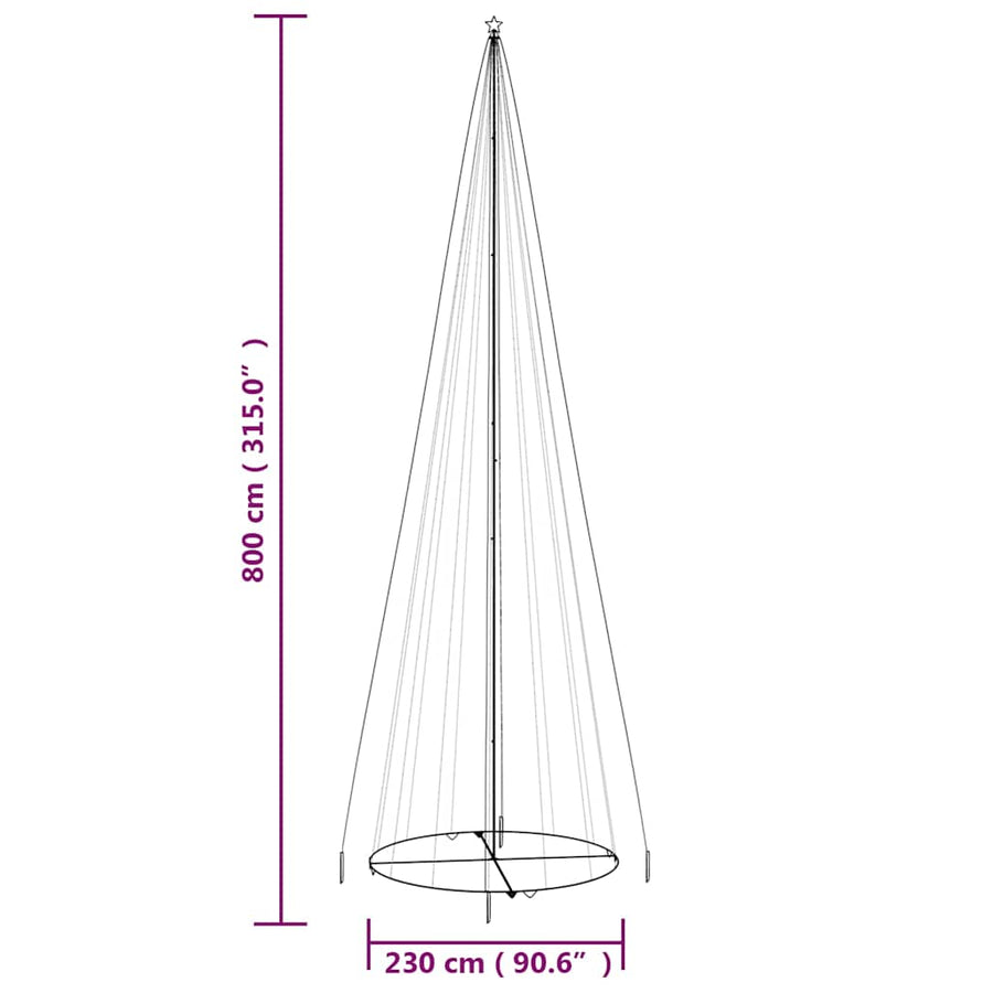 Christmas Cone Tree Colourful 3000 LEDs 230x800 cm