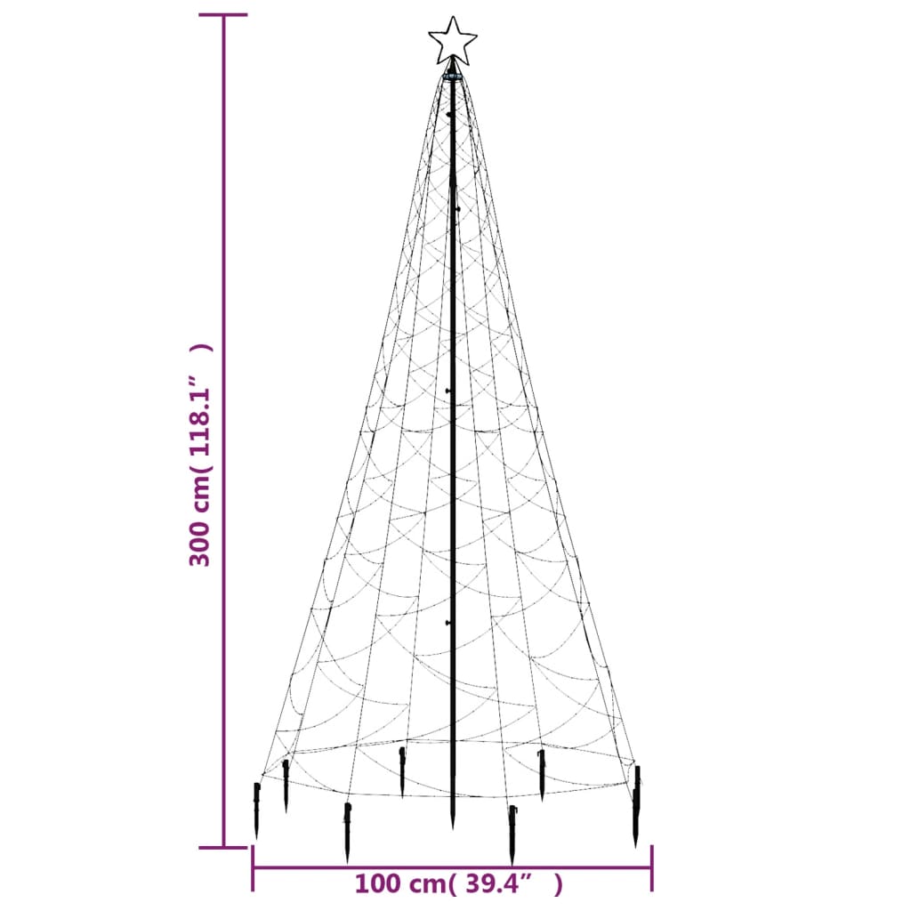 Christmas Tree with Spike Cold White 500 LEDs 300 cm