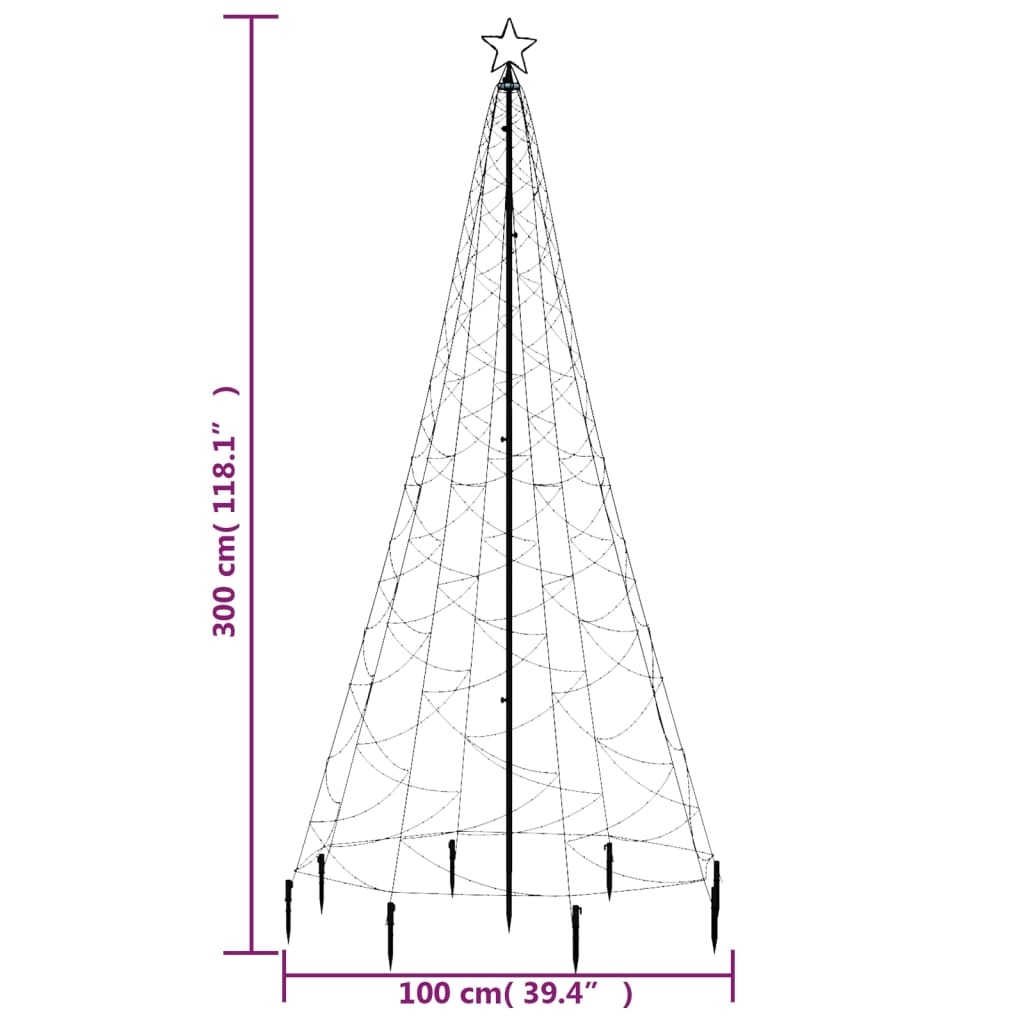 Christmas Tree with Spike Colourful 500 LEDs 300 cm