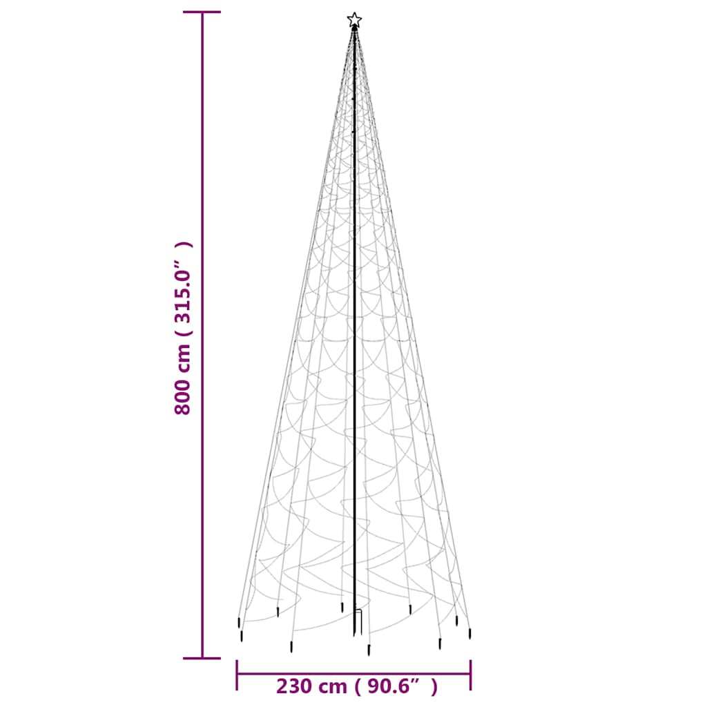 Christmas Tree with Spike Colourful 3000 LEDs 800 cm
