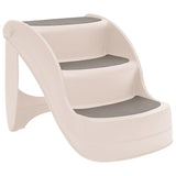 Folding 3-Step Dog Stairs Cream 50x38x38 cm Plastic - Front View