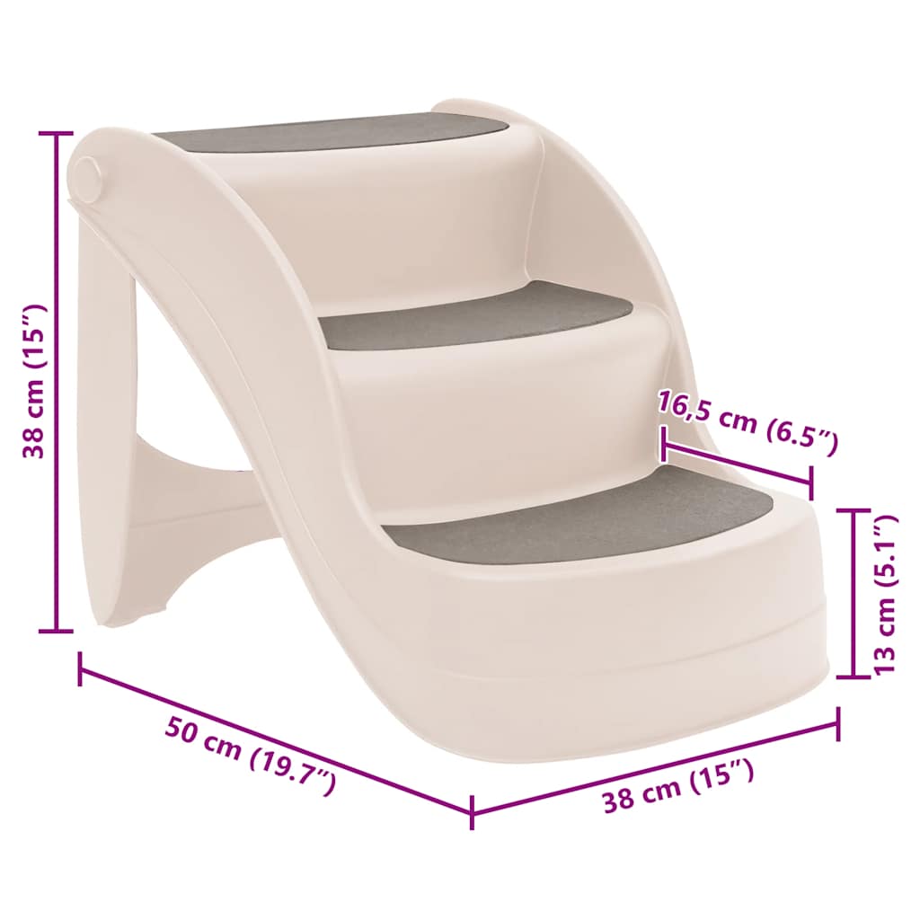 Folding 3-Step Dog Stairs Cream 50x38x38 cm Plastic