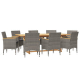 9 Piece Garden Dining Set with Cushions Grey