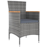 9 Piece Garden Dining Set with Cushions Grey - Top-Down View