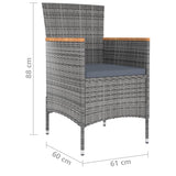 9 Piece Garden Dining Set with Cushions Grey - Extra Image