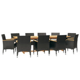 11 Piece Garden Dining Set with Cushions Black - Side View
