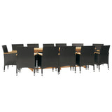 13 Piece Garden Dining Set with Cushions Black - Side View
