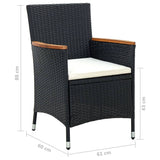 13 Piece Garden Dining Set with Cushions Black - Extra Image