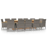 13 Piece Garden Dining Set with Cushions Grey