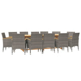 13 Piece Garden Dining Set with Cushions Grey - Side View