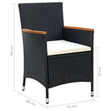 9 Piece Garden Dining Set with Cushions Black - Extra Image