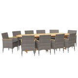 11 Piece Garden Dining Set with Cushions Grey - Side View