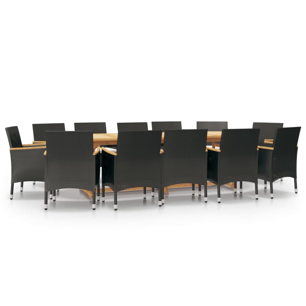 13 Piece Garden Dining Set with Cushions Black