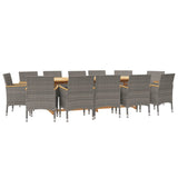 13 Piece Garden Dining Set with Cushions Grey - Side View
