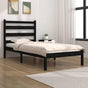 Bed Frame without Mattress Black Solid Wood Pine 90x190 cm
