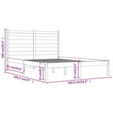Bed Frame without Mattress Black Solid Wood Pine 135x190 cm