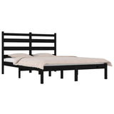 Bed Frame without Mattress Black Solid Wood Pine 150x200 cm