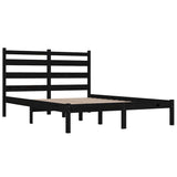 Bed Frame without Mattress Black Solid Wood Pine 150x200 cm