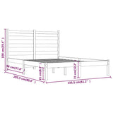 Bed Frame without Mattress Black Solid Wood Pine 150x200 cm - Rear View