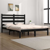 Bed Frame without Mattress Black Solid Wood Pine 150x200 cm