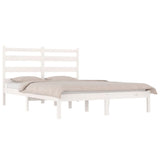 Bed Frame without Mattress White Solid Wood 183x203 cm King - Side View