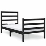 Bed Frame without Mattress Black Solid Wood 90x190 cm
