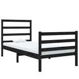 Bed Frame without Mattress Black Solid Wood 90x190 cm - Side View
