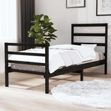 Bed Frame without Mattress Black Solid Wood 90x190 cm