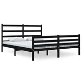 Bed Frame without Mattress Black Solid Wood 135x190 cm
