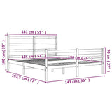 Bed Frame without Mattress Black Solid Wood 135x190 cm - Rear View