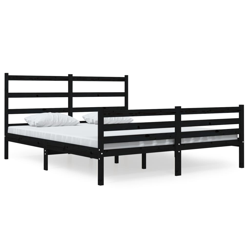 Bed Frame without Mattress Black Solid Wood 150x200 cm