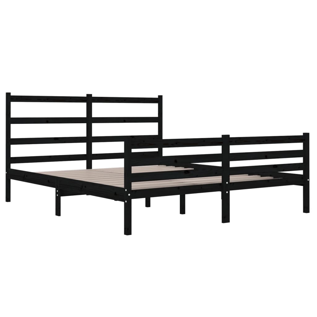 Bed Frame without Mattress Black Solid Wood 150x200 cm