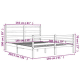 Bed Frame without Mattress Black Solid Wood 150x200 cm - Rear View
