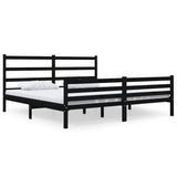 Bed Frame without Mattress Black Solid Wood 183x203 cm King