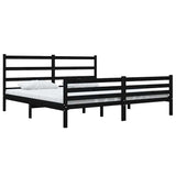 Bed Frame without Mattress Black Solid Wood 183x203 cm King - Side View