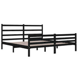 Bed Frame without Mattress Black Solid Wood 183x203 cm King - Top-Down View