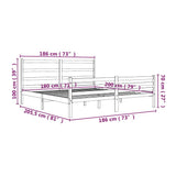 Bed Frame without Mattress Black Solid Wood 183x203 cm King