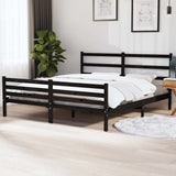 Bed Frame without Mattress Black Solid Wood 183x203 cm King