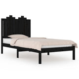 Bed Frame without Mattress Black Solid Wood 90x190 cm - Front View