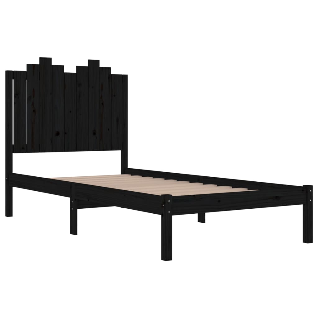 Bed Frame without Mattress Black Solid Wood 90x190 cm