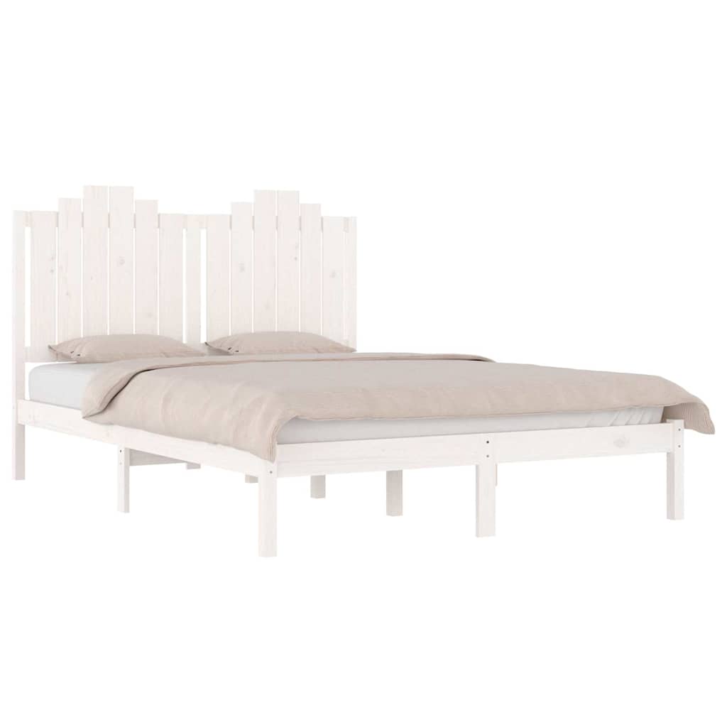 Bed Frame without Mattress White Solid Wood Pine 150x200 cm