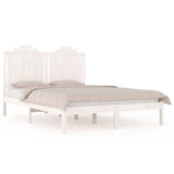 Bed Frame without Mattress White Solid Wood 183x203 cm King - Front View
