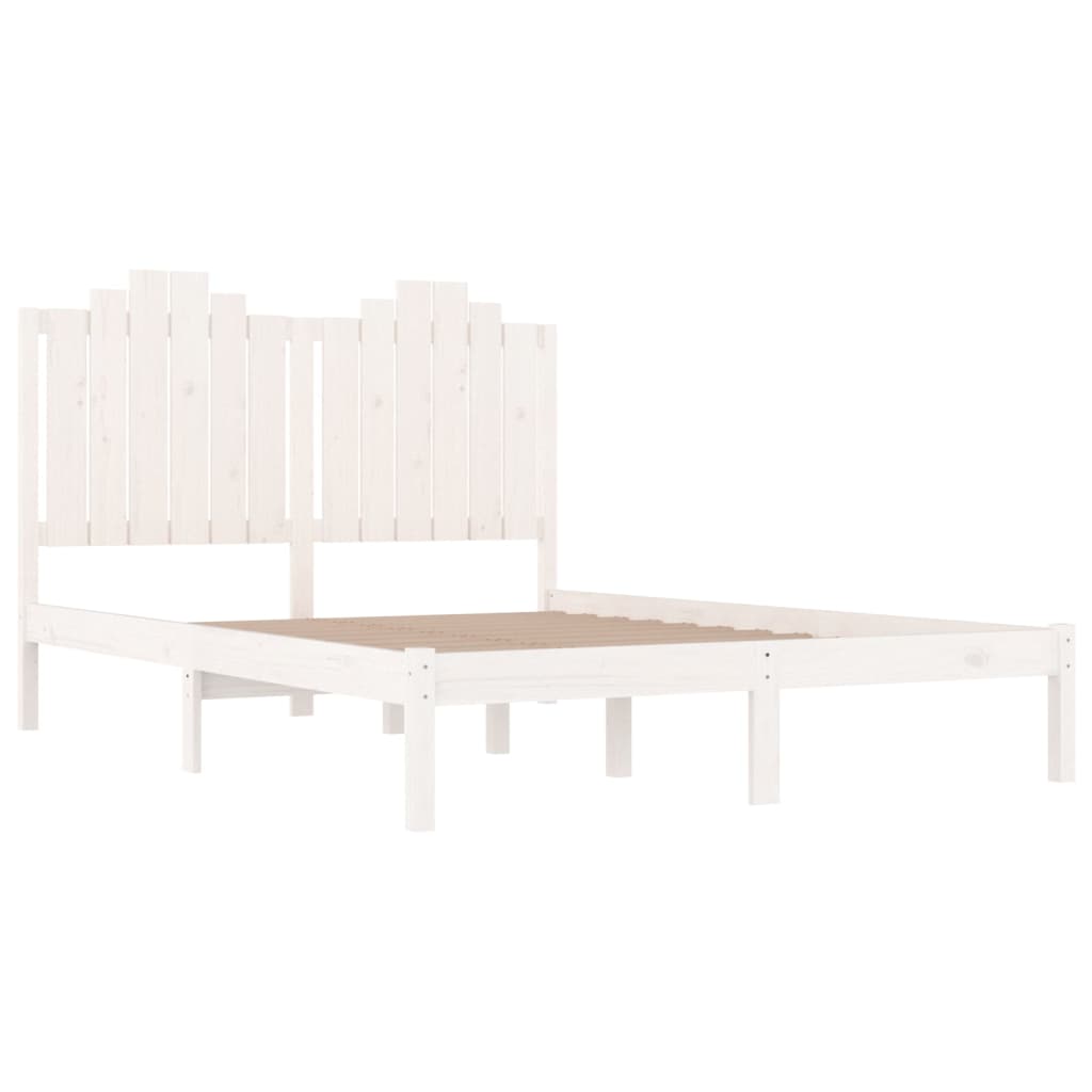 Bed Frame without Mattress White Solid Wood 183x203 cm King