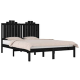 Bed Frame without Mattress Black Solid Wood 183x203 cm King