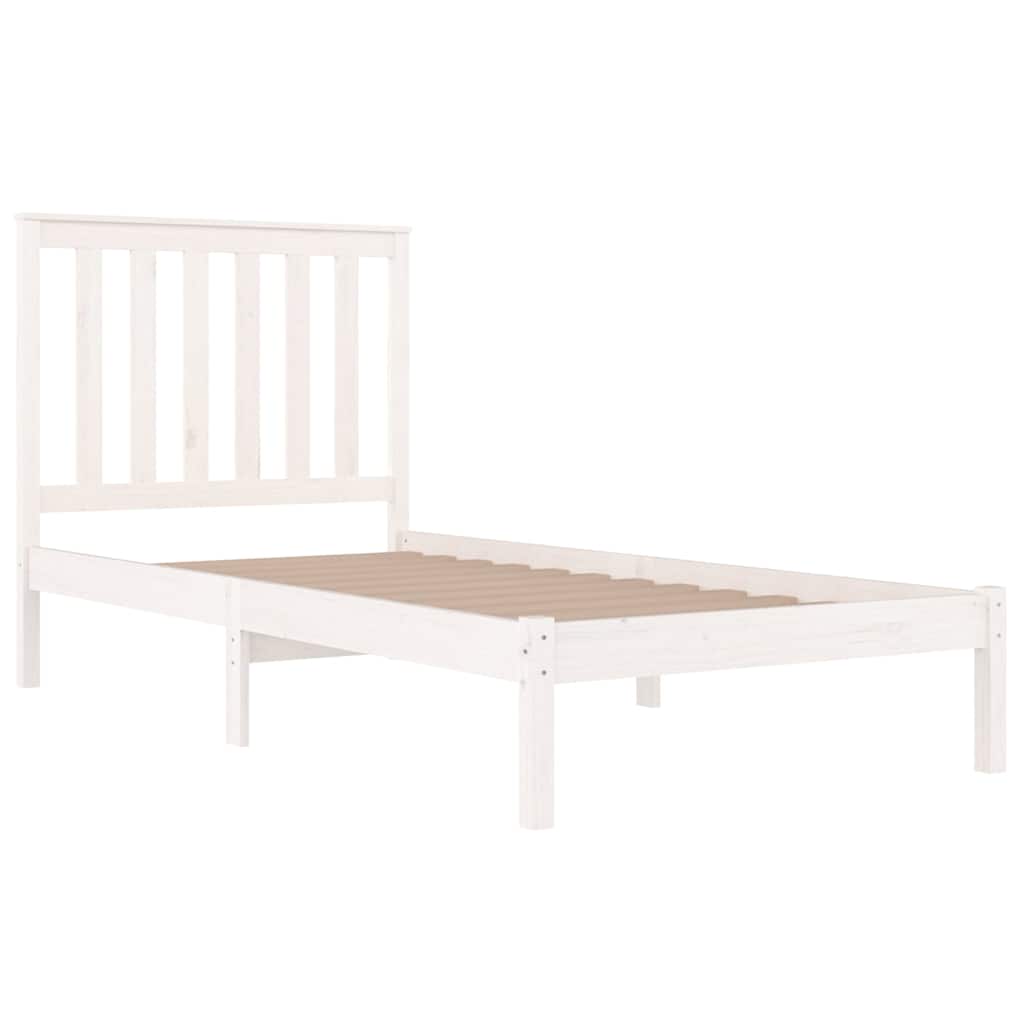 Bed Frame without Mattress White Solid Wood 90x190 cm